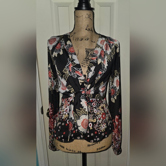 Free People Floral Knot-Front Blouse - Picture 1 of 5